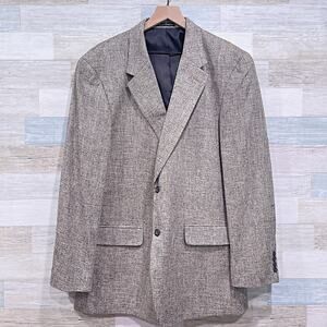 Savile Row 100% Silk Basketweave Sport Coat Blazer Jacket Taupe Brown Mens 46L